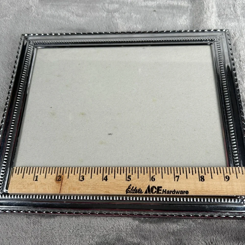 Silver Beaded Metal Picture Frame 8x10 Tabletop Wall Mount Velvet Back